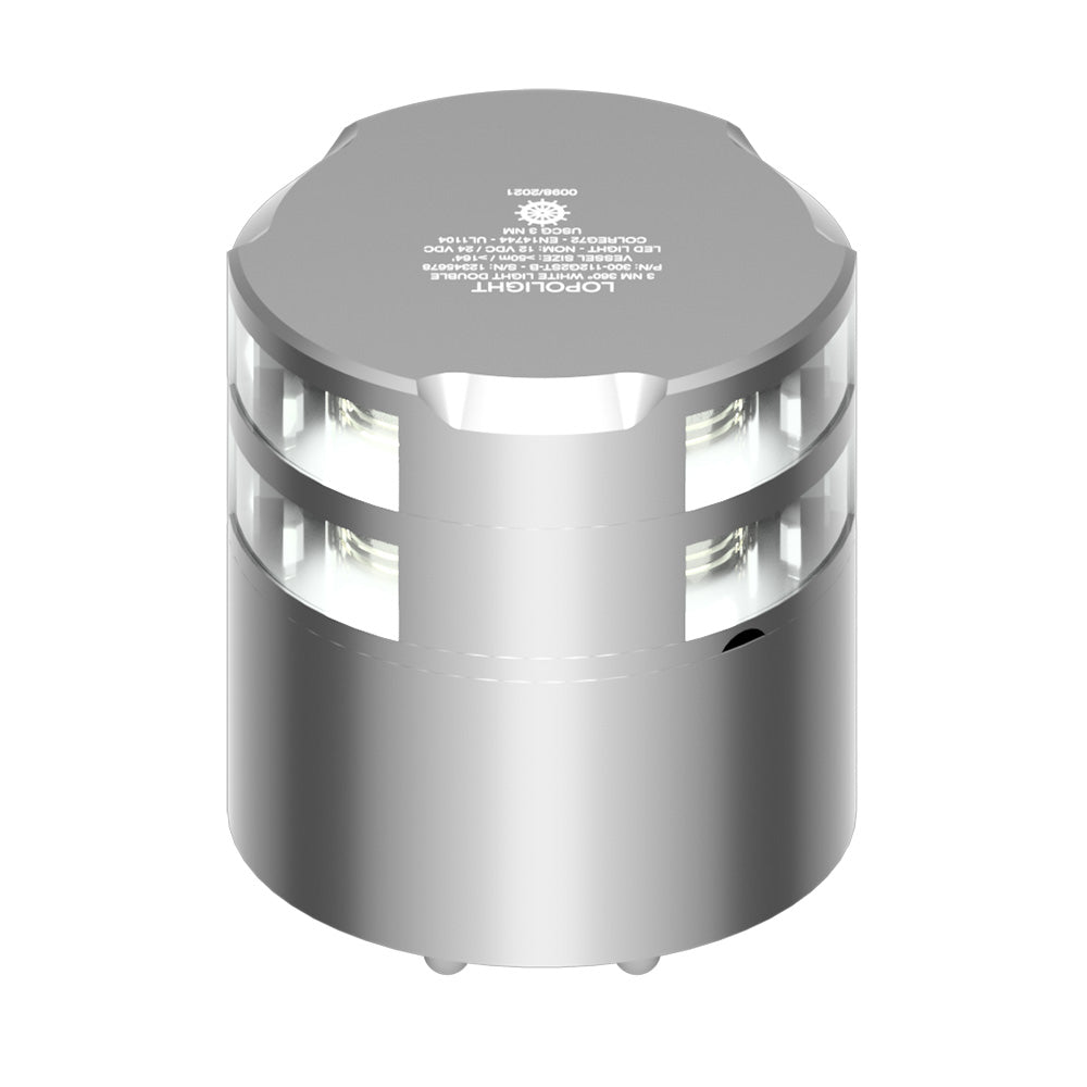 Lopolight 360&deg; Double-Stacked 3nm Masthead Light - Silver Anodized