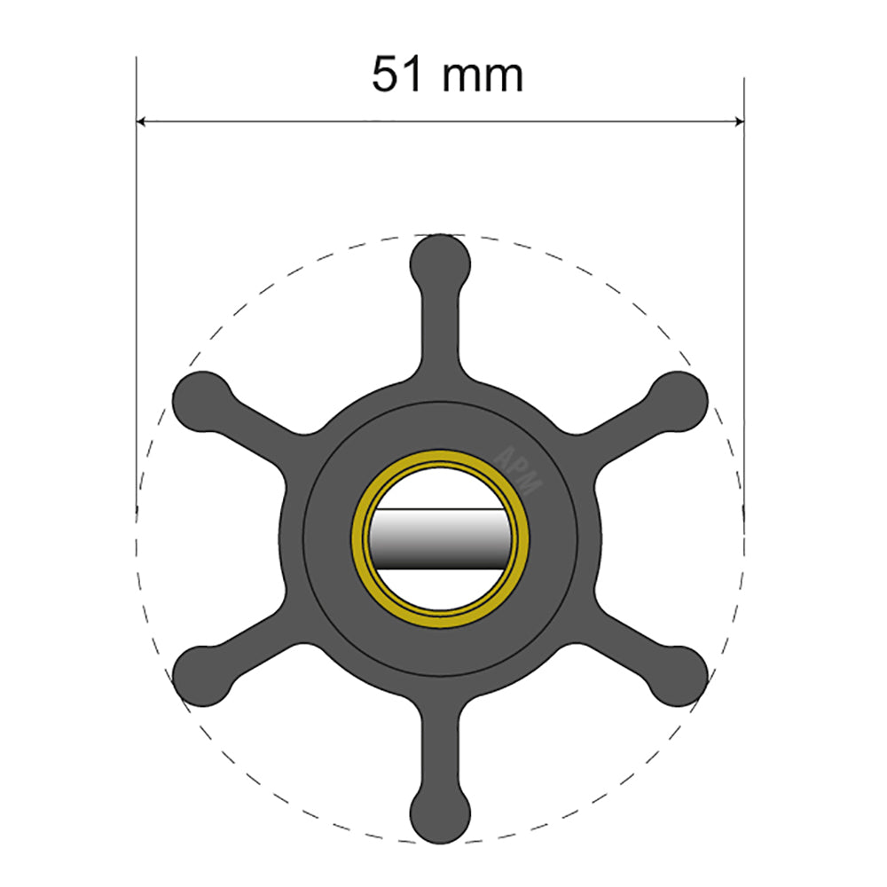 Albin Group Premium Impeller Kit - 51 X 22 X - 6 Blade - Pin Insert