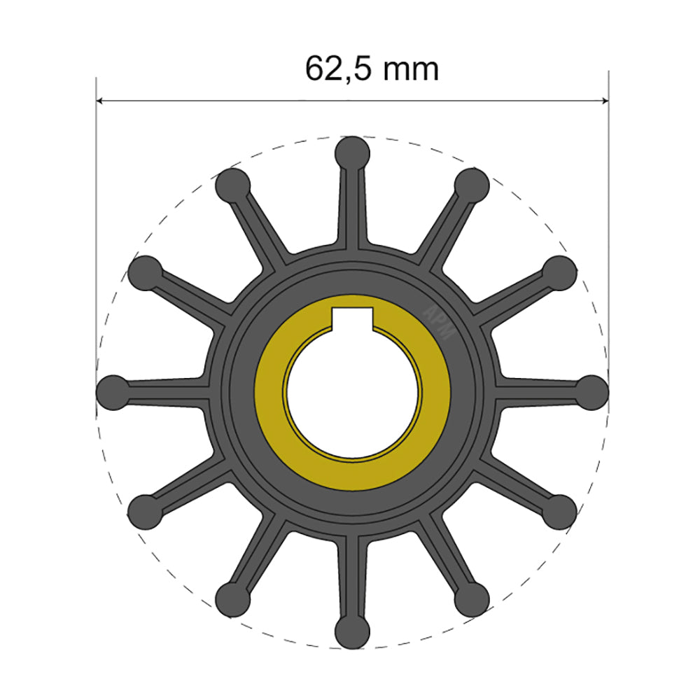 Albin Group Premium Impeller Kit 62.5 X 16 X - 12 Blade - Key Insert