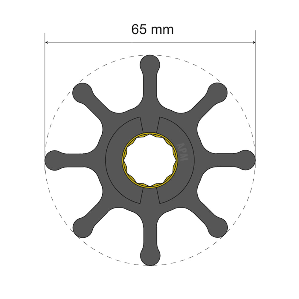 Albin Group Premium Impeller Kit 65 X 16 X - 8 Blade - Spline Insert