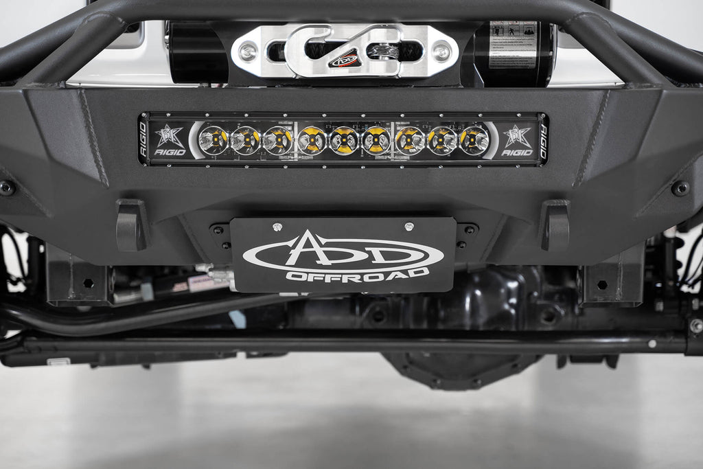 2007+ Jeep JL JLU JT Wrangler , Gladiator Stealth Fighter Front Bumper Addictive Desert Designs License Plate Bracket