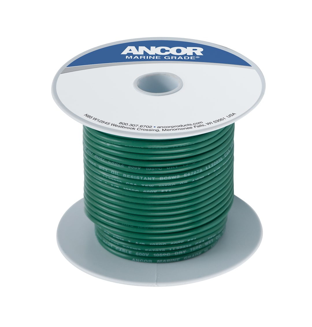 Ancor 100310 Marine Grade Electrical Primary Tinned Copper Boat Wiring (18-Gauge, Green, 100-Feet)