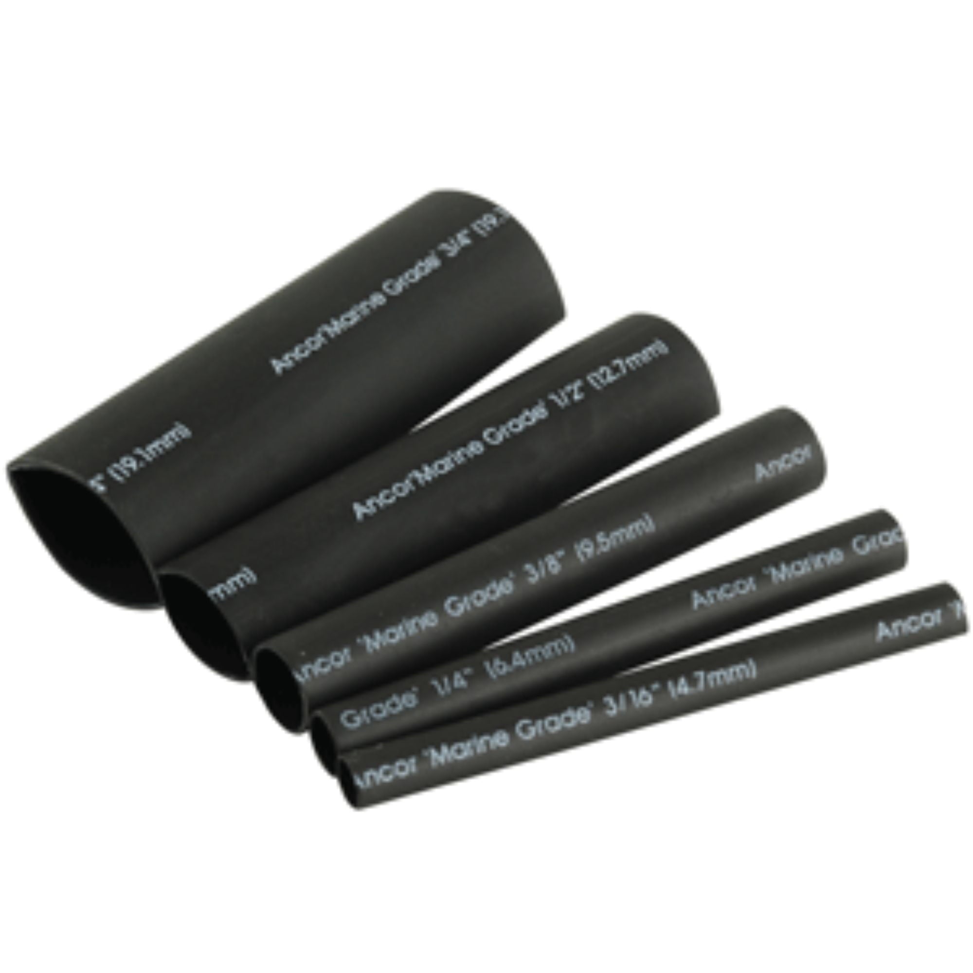 Ancor Marine Grade Adhesive Lined Heat Shrink Tubing Assortment Pack 8pc Black