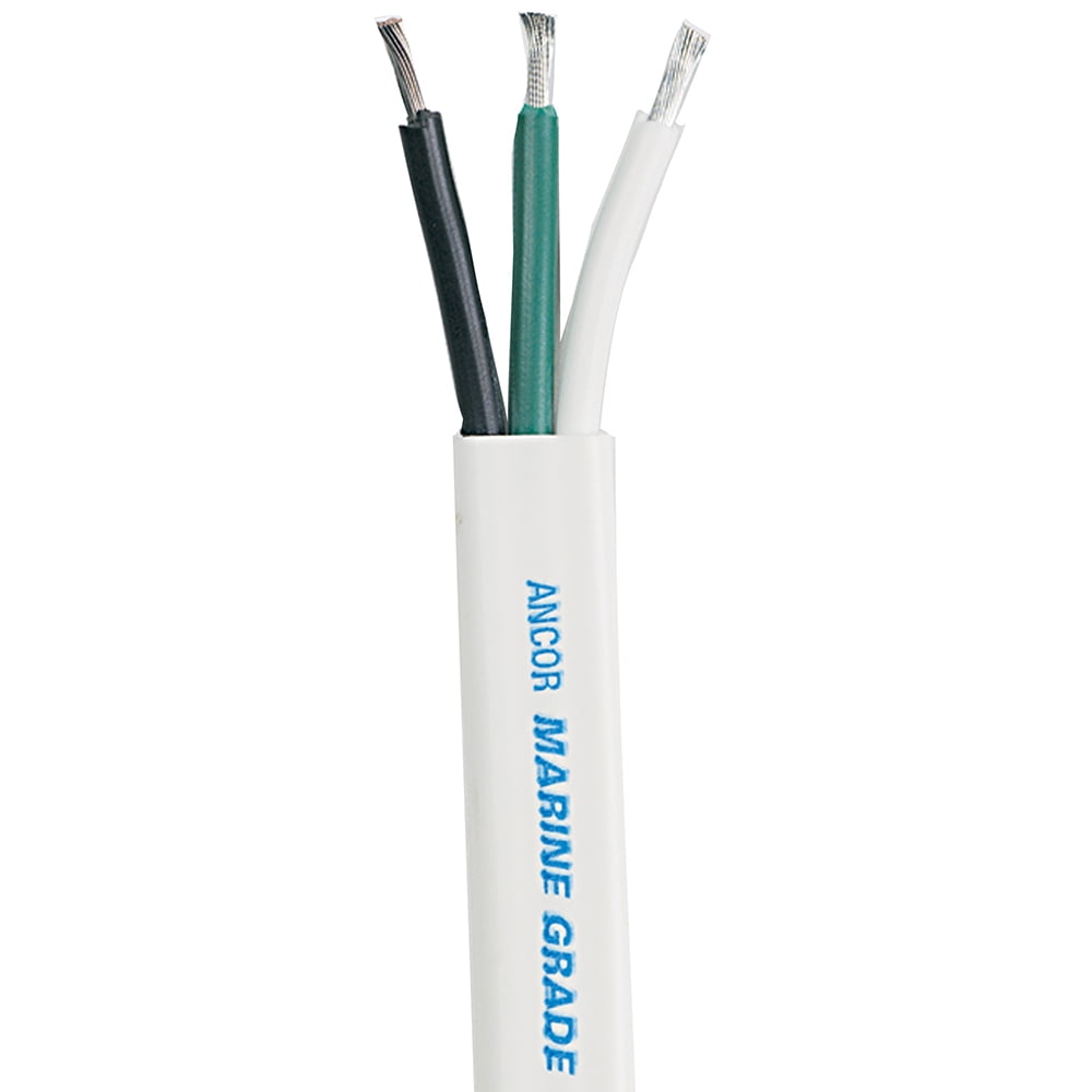 Ancor 131325 Marine Grade Electrical Duplex Tinned Boat Cable - 12 AWG, Triplex, Flat Cable, Black/Green/White, 250 Feet