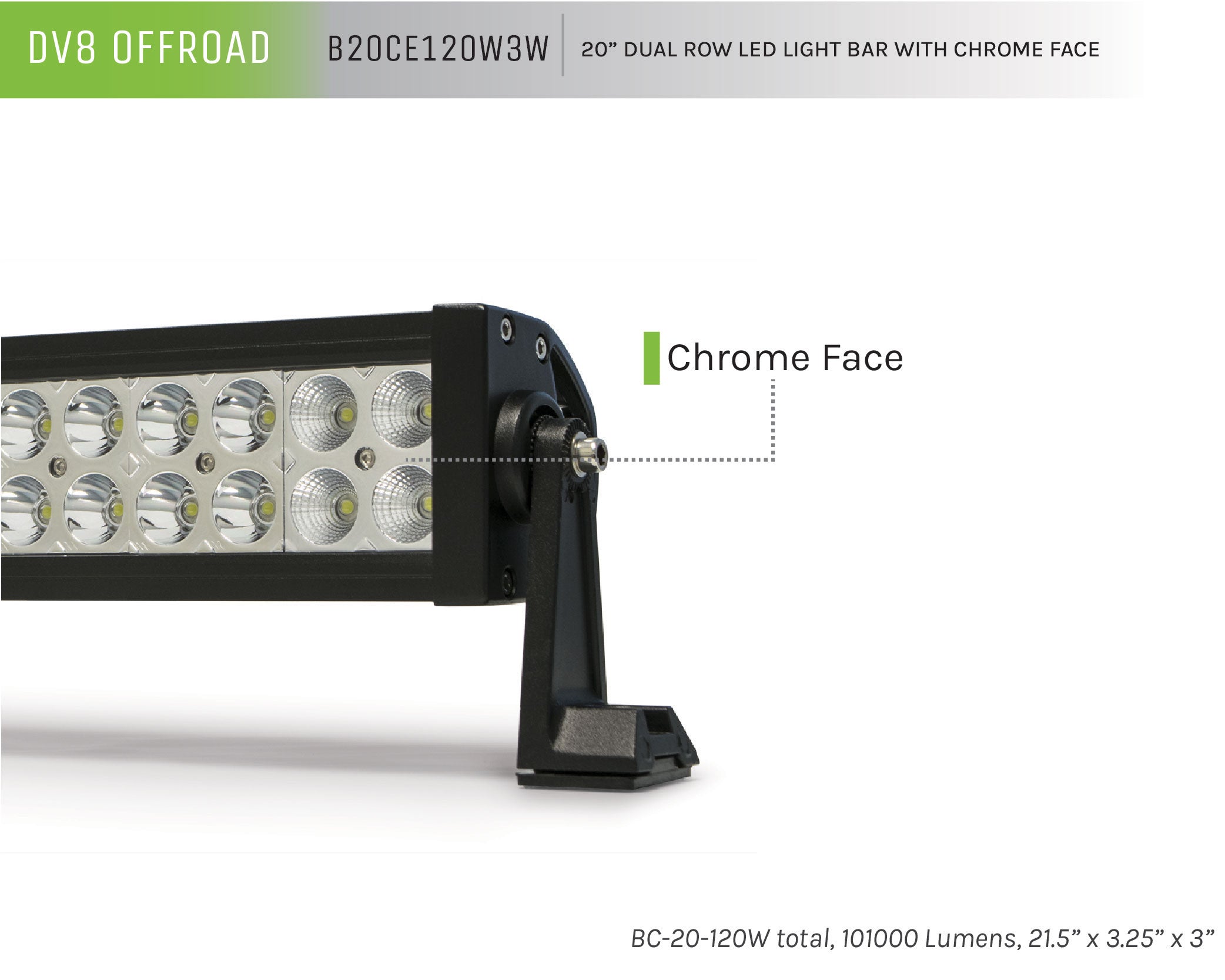 Dual Row LED Light Bar With Chrome Bezel