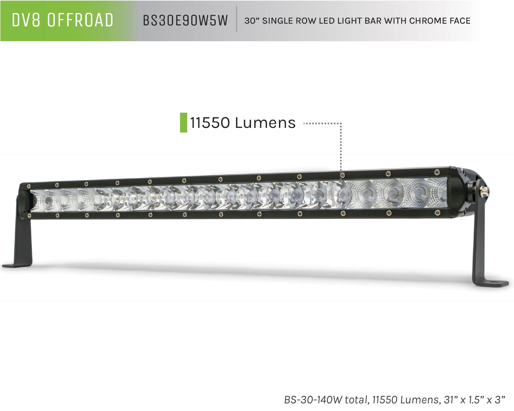 Single Row LED Light Bar With Chrome Face