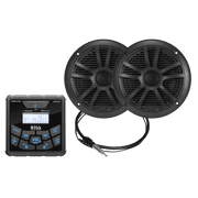 Package - In-Dash Marine Gauge Digital Media AM/FM/BT Receiver w/6.5" Speakers - Black