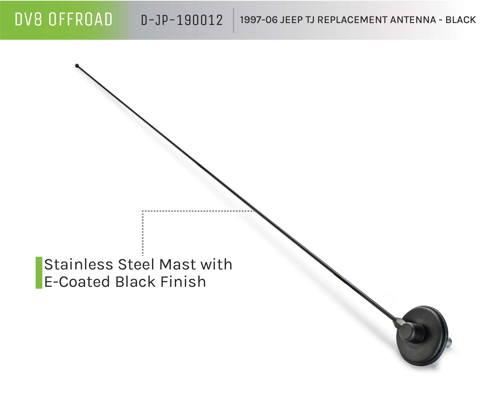 Jeep TJ Replacement Antenna Black