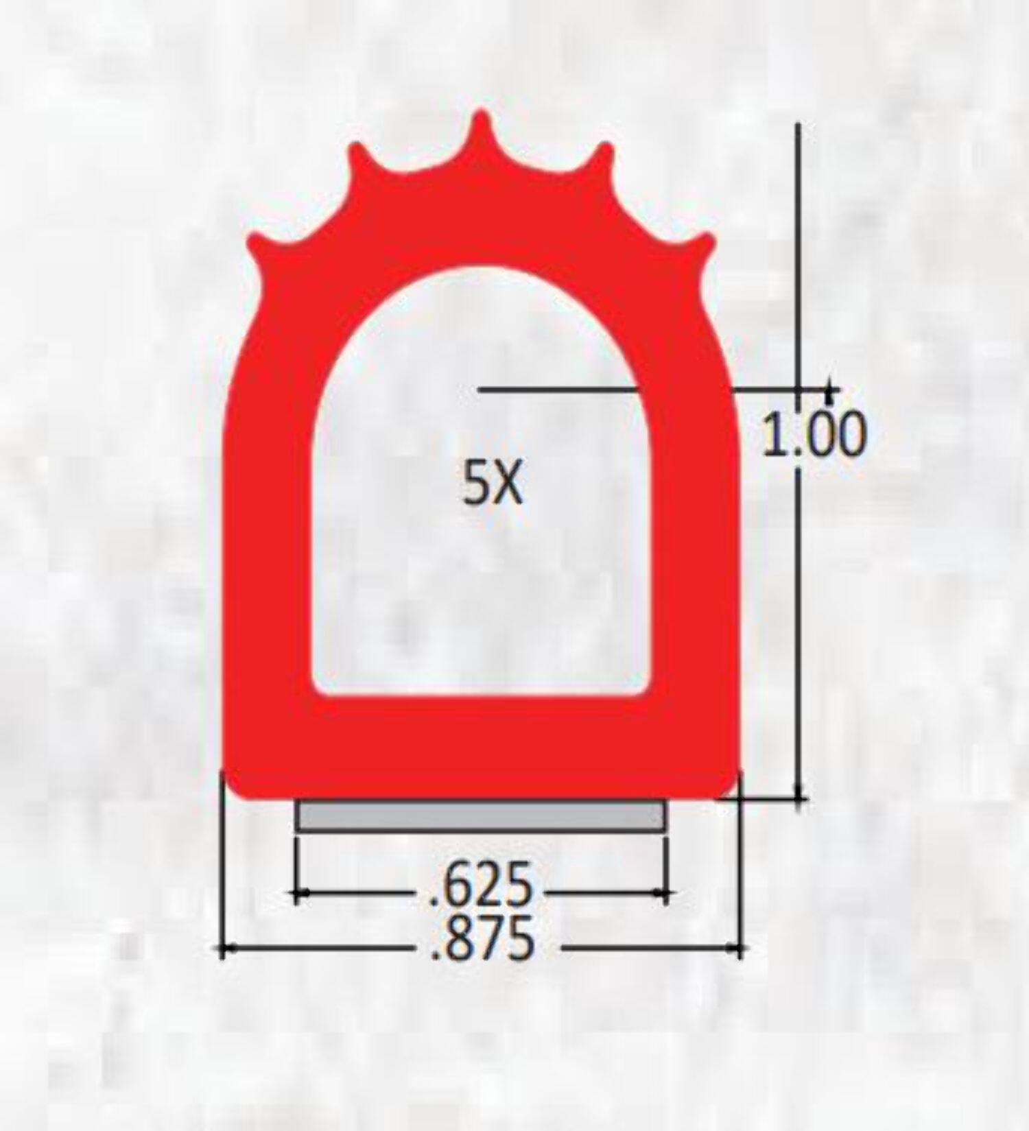 1' X .875' Ribbed 'D' Seal