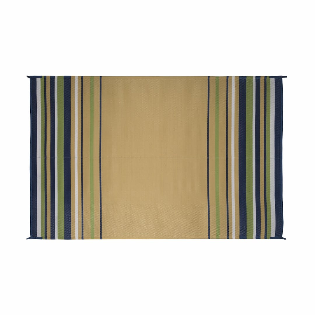 Mat Striped 9X12 Navy/Wht/Lime/Bge