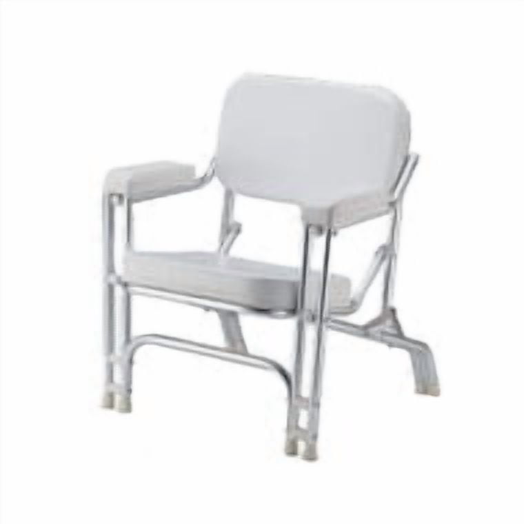 White Vinyl Padded Folding Stainless Deck Chair