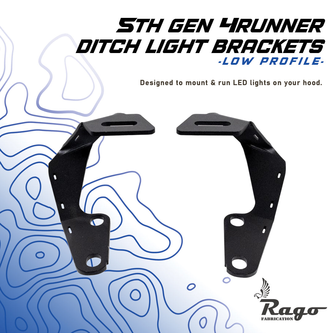 2010-2023 5th Gen Toyota 4Runner Low Profile Ditch Light Brackets