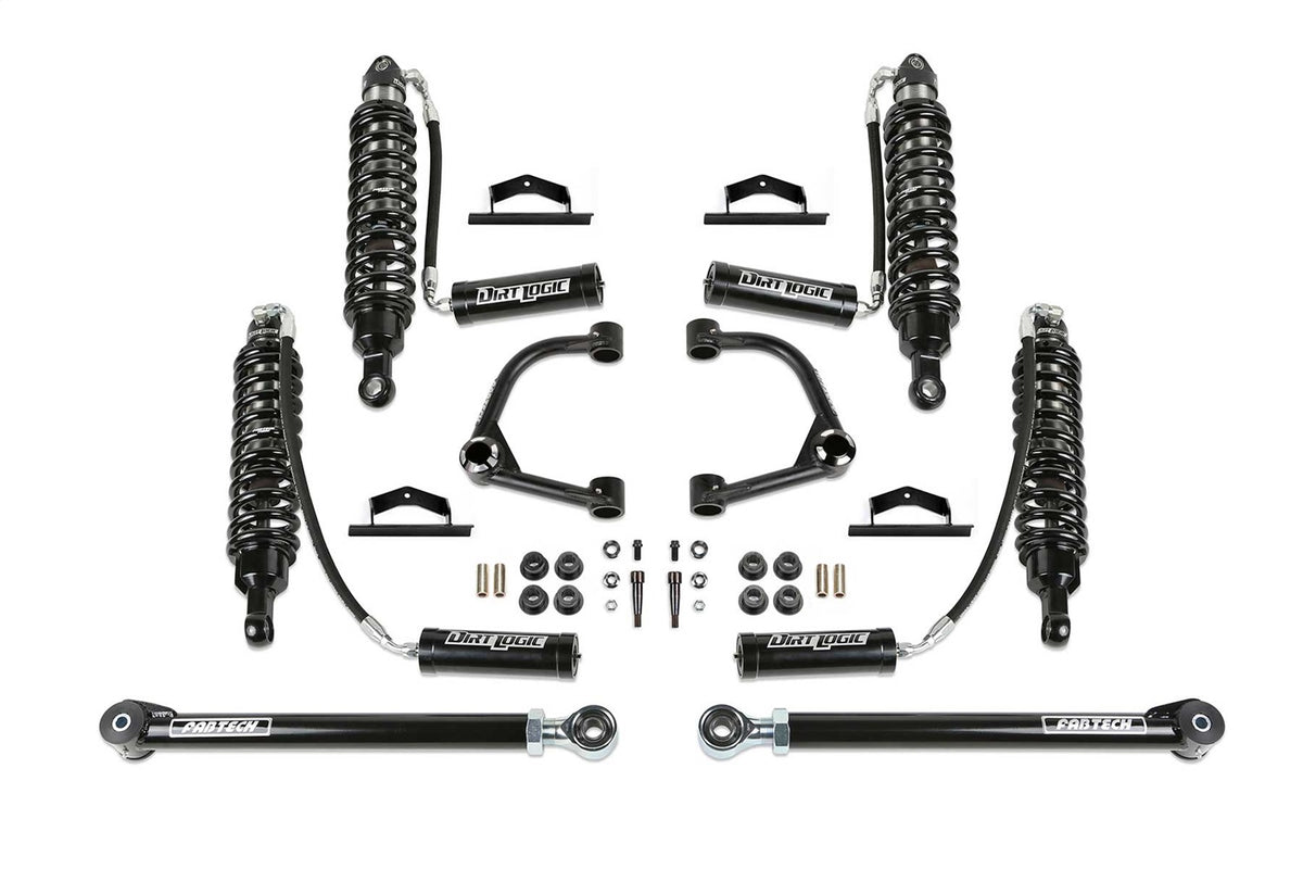 Fabtech Suspension Lift Kit – 3 in. Lift, w/Front Dirt Logic 2.5 Resi Coilovers And Rear Dirt Logic 2.25 Resi Coilovers, Bilstein Factory Shocks (PN K2389DL)