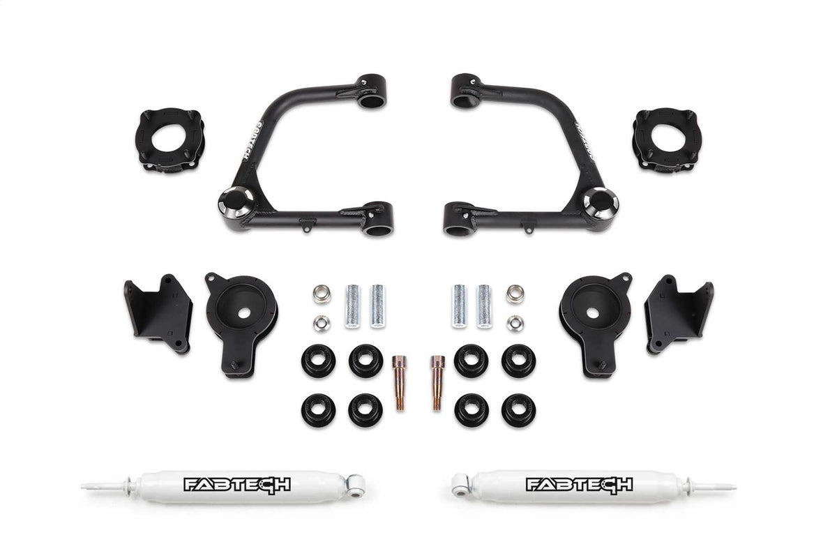 Fabtech Suspension Lift Kit – 3 in. Lift, UCA Kit w/Uniball, Front Shock Spacer (PN K7089)